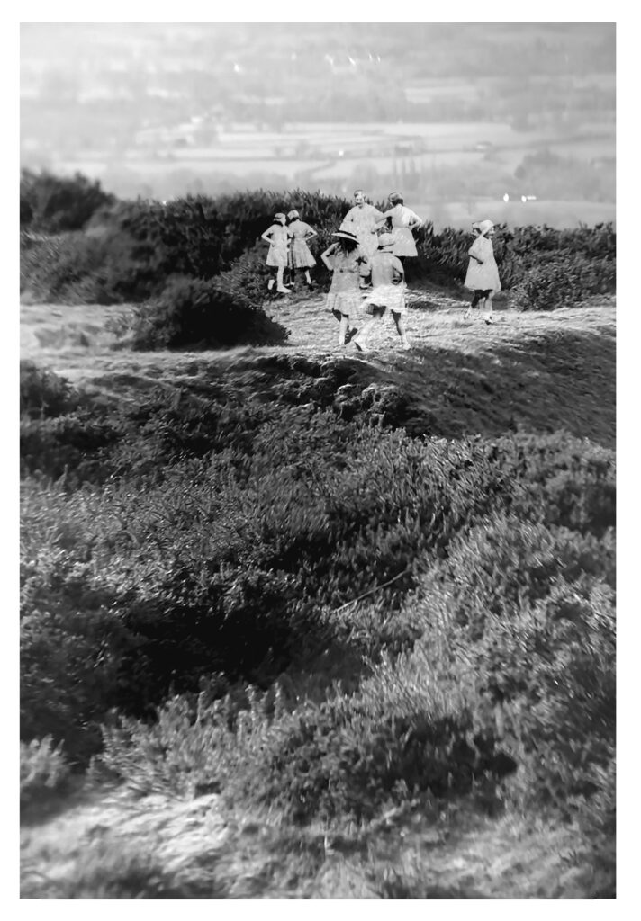 Ghost children dancing on a hill
